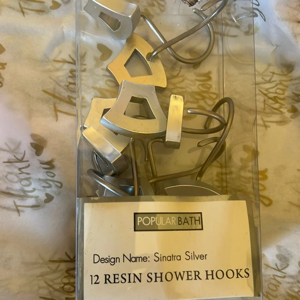 NWOT 12 silver resin modern design shower hooks